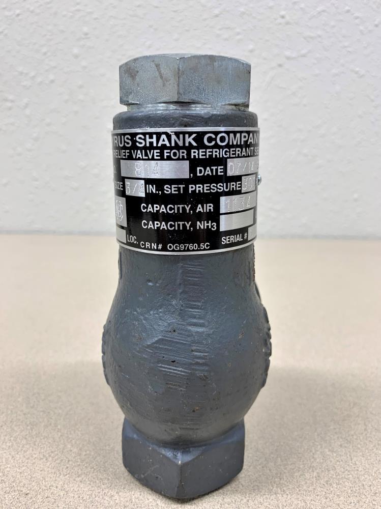 Cyrus Shank 3/4" x -1/4" NPT Safety Relief Valve, Type 814, 300 PSIG